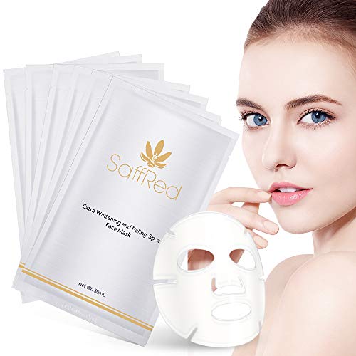 Extra Whitening Paling-Spot Facial Mask by SaffRed | Natural Whitening Face Mask Sheet That Help Reduces Skin Spots and Light Freckles| Pack of 6pcs