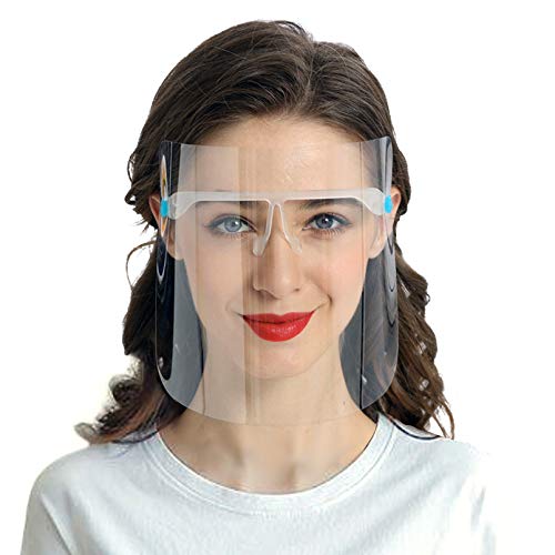 Protective Face Shield 2 Sets with Glasses Frames, Anti-Fog Clear Visor Face Mask to Protect Eyes and Face