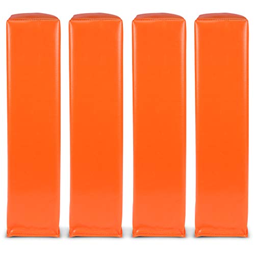 GoSports Football End Zone Pylons - Set of 4, Regulation 18” x 4” Sand Weighted Anchorless Football Field Markers, Orange