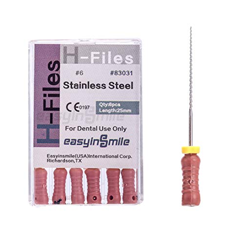 Easyinsmile Dental Endo Hand Use H-File 25mm Files Endodontic Stainless Steel Reamers (6#)