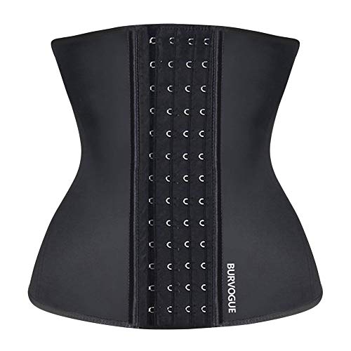 Burvogue Waist Trainer for Weight Loss-Women Trimmer Slimmer Belt Latex Corset Cincher Body Shaper (Black 9-Steel Bones, S(Waist 27.5'-29')) …