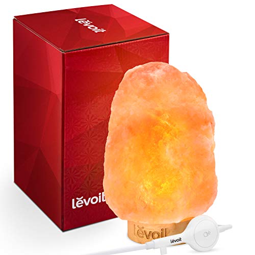 LEVOIT Himalayan Salt Lamp,Pink Salt Rock Large Crystal Natural Himilian Sea Salt Lamp with Dimmer,Night Light,Gift Lamp ,2 Extra Bulbs,Rubber Wood Base,ETL Certified,10 LBS,Kana