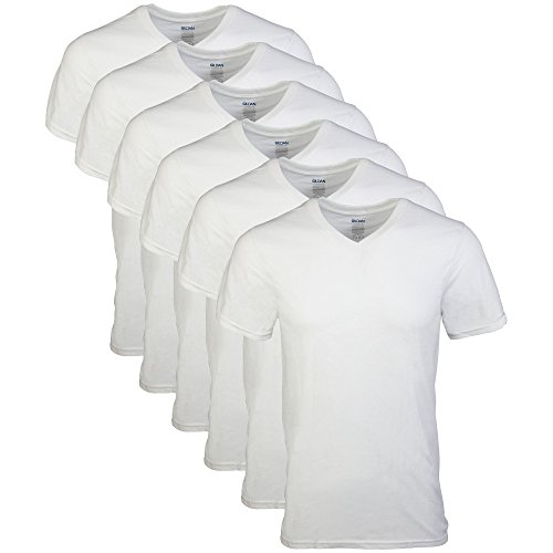 Gildan Men's V-Neck T-Shirts Multipack, White (6 pack), Medium