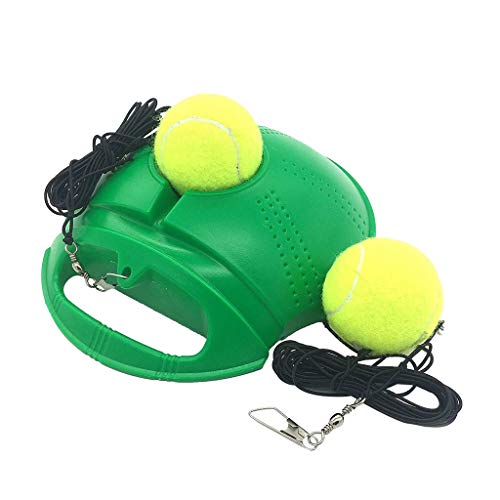 Fine Tennis Trainer Rebounder Ball,Cemented Baseboard with Rope Solo Equipment Practice Sport Training Kids Aid Youth Tool (Green)
