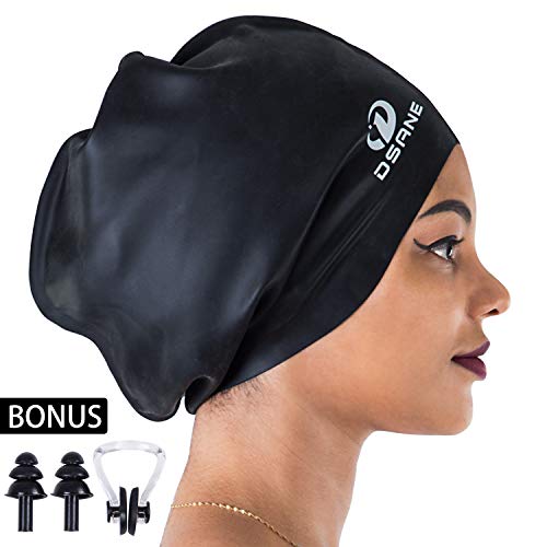 Dsane Extra Large Swimming Cap For Women And Men,Special Design Swim Cap For Very Long Thick Curly Hair&Dreadlocks Weaves Braids Afros, 100% Premium Silicone Keep Your Hair Dry