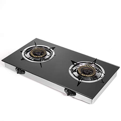 XtremepowerUS Premium Propane Gas Range Stove Outdoor 2-Burner Cooktop Auto Ignition Grill Camping Stoves Station