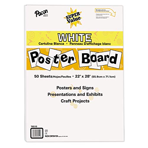 Pacon Super Value Poster Board, 22'X28', White, 50 Sheets