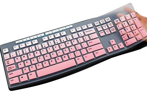 Ultra Thin Silicone Keyboard Protective Skin Cover Compatible with Logitech K200 K260 K270 MK200 MK260 MK270 Keyboard (Ombre Pink)