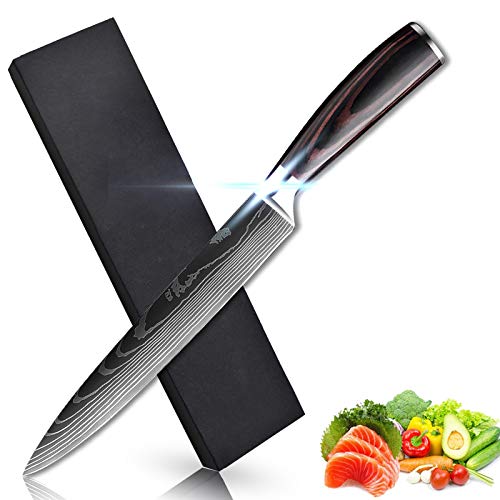 Soffiya Slicing Carving Knife, 8 Inch Sashimi Sushi Knives Chef Kitchen, High Carbon Stainless Steel, with Ergonomic Handle