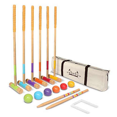 GoSports Premium Croquet Set - Full Size for Adults & Kids, Multicolor (CROQUET-01)