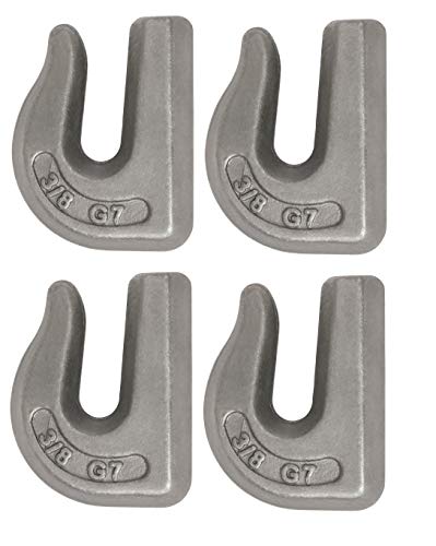 Mytee Products G70 3/8' Weld On Chain Grab Hooks Bucket Flatbed Trailer Wrecker Tow Tie Down (4 - Pack)