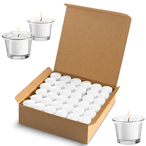 Votive Candles Wedding Dinner, Holiday Home Decoration Unscented 10 Hour Burn - Set of 72 (Clear White) (Glass Votive Holders NOT Included)