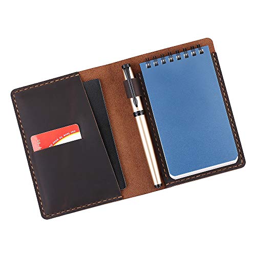 Leather Cover Compatible for Rite in the Rain Top Spiral Notebook, Handmade 3' x 5' Top bound Notebook Cover Writing Pads Holder, Mini Pocket notepad holder - COFFEE