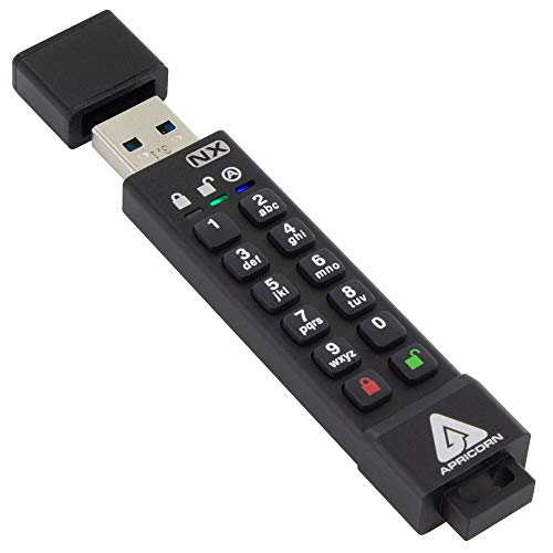 Apricorn Aegis Secure Key 3 NX 8GB 256-bit Encrypted FIPS 140-2 Level 3 Validated Secure USB 3.0 Flash Drive, ASK3-NX-8GB, Black