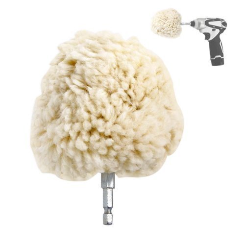 Jumbo 4' Genuine Wool Buffing Ball - Hex Shank - Turn Power Drill or Impact Driver into High-Speed Polisher