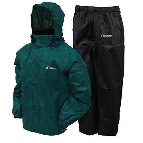 FROGG TOGGS Men's Classic All-Sport Waterproof Breathable Rain Suit, Dark Green Jacket/Black Pants, XXX-Large