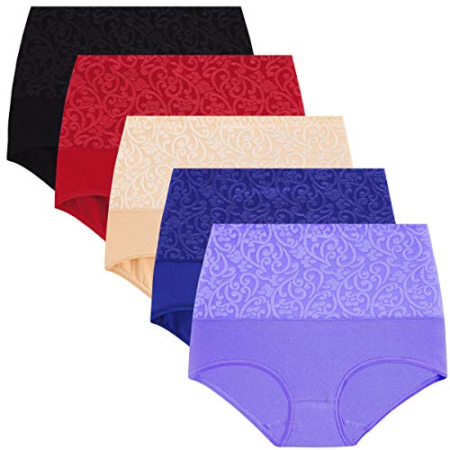 YaShaer Underwear Women High Waist Full Coverage Ladies Briefs Cotton Tummy Control Panties C-Section Recovery (5 Pack)