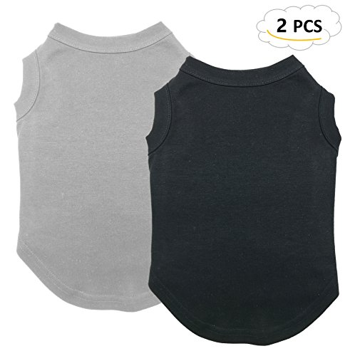 Chol & Vivi Dog Shirts Clothes, Dog Clothes T Shirt Vest Soft and Thin, 2pcs Blank Shirts Clothes Fit for Extra Small Medium Large Extra Large Size Dog Puppy, Large Size, Black and Grey