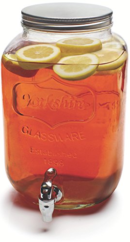 Circleware Sun Tea Mason Jar Glass Beverage Dispenser with Lid, Entertainment Glassware Pitcher for Water, Juice, Beer Wine Liquor, Kombucha & Cold Drinks, Huge 2 Gallon, Classic Yorkshire