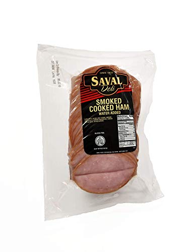 Saval Deli Sliced Smoked Ham - High Grade Gluten Free Meat - 2 Packs, 1 Lb each