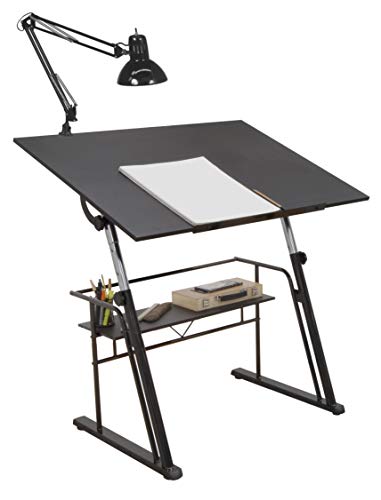 STUDIO DESIGNS Zenith Craft Desk Drafting Table, Top Adjustable Drafting Table Craft Table Drawing Desk Hobby Table Writing Desk Studio Desk, Black, 13340