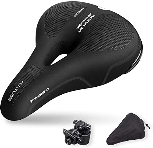 OUTERDO Comfort Bicycle Seat - Wide Bike Saddle Seat, Ergonomic Design Saddle, Waterproof Breathable Memory Foam Replacement Bike Seat for Women Man Adult Kids, Universal Fit, Black