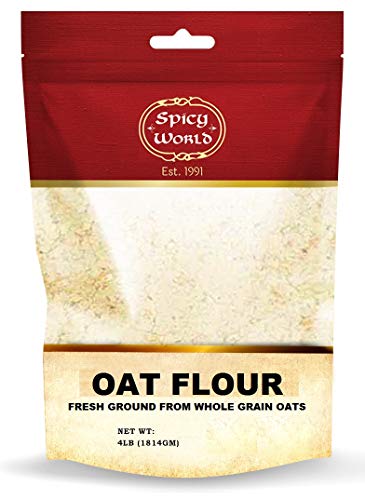 Spicy World Whole Grain Oat Flour 4 Pound Bag (64oz) - Non-GMO, Great Wheat Substitute