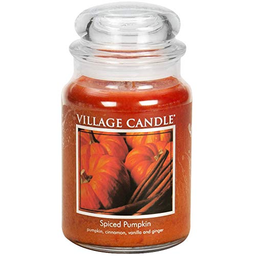 Village Candle Spiced Pumpkin 26 oz Glass Jar Scented Candle, Large