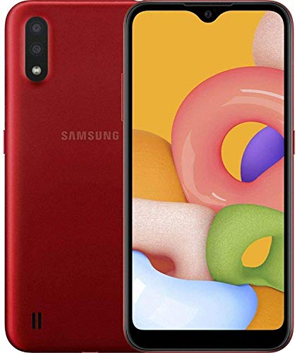 Samsung Galaxy A01 (A015M) 16GB, Dual SIM, GSM Unlocked, 5.7” Display Smartphone - International Version - Red