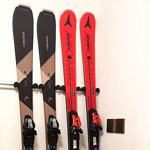 UPHAN Aluminum Heavy Duty Ski and Snowboard Wall Mount Rack, for Home Storage Shop Display Stand Horizontal Indoors Outdoors Premium Wall Garage Skis Mount SK65