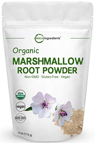 Pure USDA Organic Marshmallow Root Powder, 4 Ounce, Supports Digestive Gastrointestinal Health, No Irradiated, No Contaminated and No GMOs, Vegan Friendly