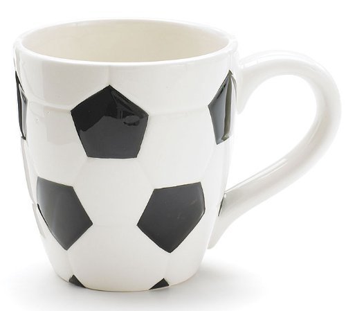 Ceramic Soccer Ball Design Sports Coffee Tea Mug with Handle Great Gift Idea for Coaches, Soccer Fans, Soccer Players - Black/White, 15 Oz