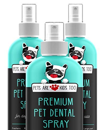 Premium Pet Dental Spray (Large - 8oz): Eliminate Bad Dog Breath & Bad Cat Breath! Naturally Fights Plaque, Tartar & Gum Disease Without Brushing! Add to Water! Digestive Aid!