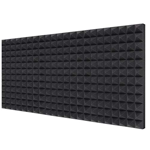 Acoustic Foam Panels 6-Pack 2' X 12' X 16', Ohuhu Uncompressed Pyramid 2 Inch Thick Sound Absorbing Dampening Wall Foam Acoustic Treatment