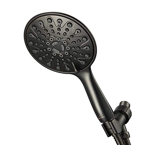 Couradric Handheld Shower Head, 6' Oil-Rubbed Bronze Face 6 Spray Setting Shower Head with High Pressure, Brass Swivel Ball Mount and Extra Long Flexible Stainless Steel Hose