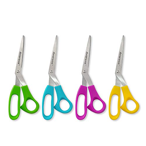 Avarosa Premium Sewing Scissors, 4 Pack Multi Purpose, 8 Inch, Ultra Durable Stainless Steel Blade, Comfortable Plastic Handles, Perfect for Tailoring, Cutting, Shearing etc.