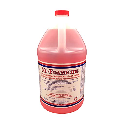 Glissen Chemical - 300048 Nu-Foamicide EPA Registered 1-Gal All Purpose Cleaner Concentrate, Makes 32 Gallons of Disinfectant/Detergent/Food-Contact Sanitizer/Virucide, Industrial Commercial Grade