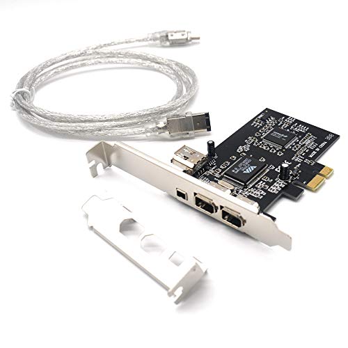 Padarsey PCIe 3 Ports 1394A Firewire Expansion Card, PCI Express (1X) to External IEEE 1394 Adapter Controller (2 x 6 Pin + 1 x 4 Pin) for Desktop PC and DV Connection