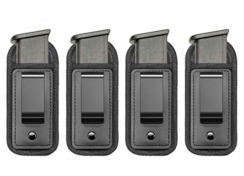 TACwolf 4 Pack Magazine Pouch IWB Inside Waistband Pistol Handgun for Concealed Carry Universal Single Double Stack Mags for Glock Sig Sauer S&W Springfield XD Ruger 9mm/.45