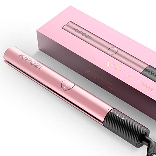 KIPOZI Hair Straightener, 2 in 1 Straightener and Curling Iron, Titanium Flat Iron for Hair with Salon High Heat 450℉, V7 in Rose Gold