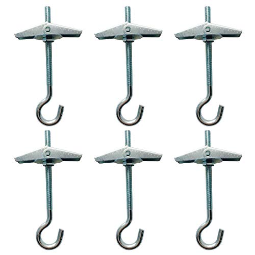 MoreShow Pack of 6 Ceiling Hook,Toggle Wings for Ceiling Installation Cavity Wall Fixing Ceiling Hook(Length:3.6inch)