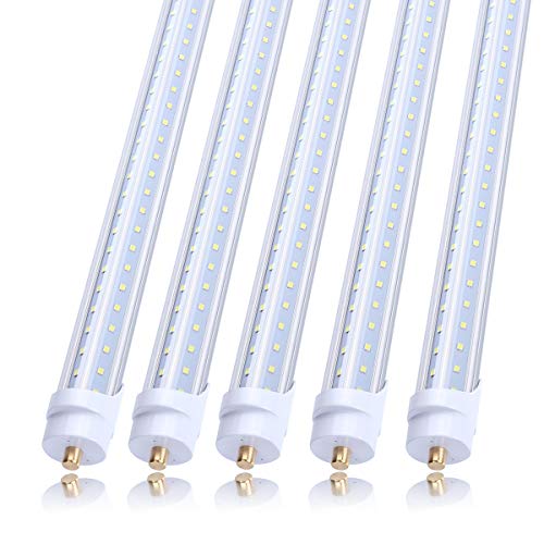Single Pin 65W T8 V Shaped 8FT LED Tube Light 270 Angle, Single Pin FA8 Base 7800LM 6000K Cold White, 8 Foot Double Side (150W LED Fluorescent Bulbs Replacement),Dual-Ended Power AC 85-277V 12 Pack