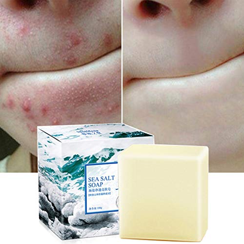 Soap with Sea Salt Natural Goat's Milk for Face Dry and Natural Oily Skin, Remove Acne Anti-cellulite Soap (3.52 Oz)