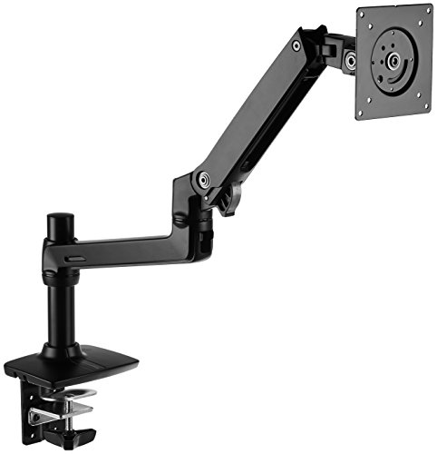 AmazonBasics Premium Single Monitor Stand - Lift Engine Arm Mount, Aluminum - Black