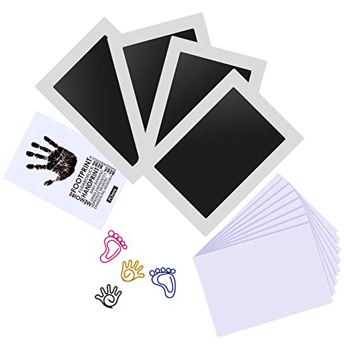 Baby Inkless Handprint and Footprint Kit with 4 Large Size Ink Pads and 8 Imprint Cards by PChero, Ideal for Family Keepsake Newborn Registry Baby Shower Present