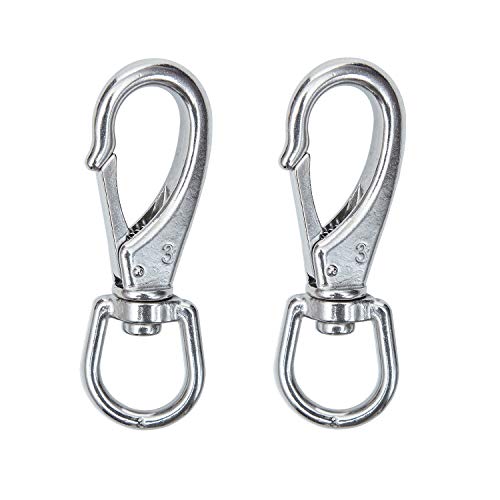 SHONAN Stainless Steel Swivel Snap Hooks- 2-Pack (4-3/4 Inch) Large Spring Clips, Heavy Duty Boat Hooks, Spring Hooks for Boat Anchor Ropes and Cables