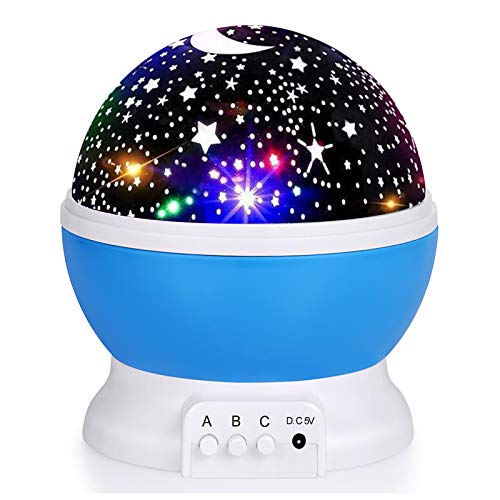 Kids Star Night Light, 360-Degree Rotating Star Projector, Desk Lamp 4 LEDs 8 Colors Changing with USB Cable, Best for Children Baby Bedroom and Party Decorations