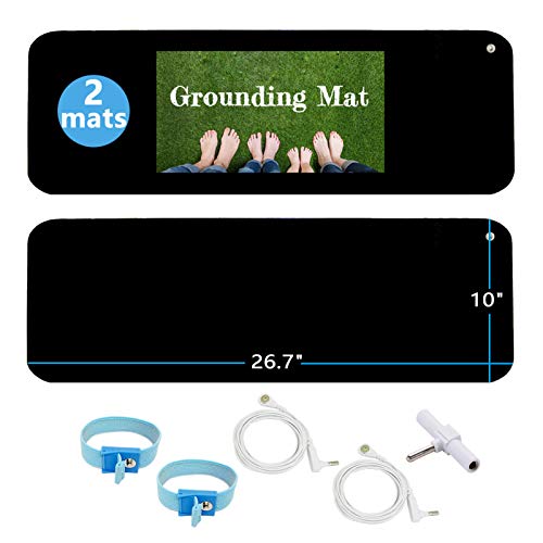 Grounding Mat Kit (2 Pack)-2 Grounding Mats (10 x 26.7') with Grounding Adapter, 2 Straight Cords (15ft) and 2 Grounding Wristbands - Reduce Inflammation, Improve Sleep and Helps with Anxiety