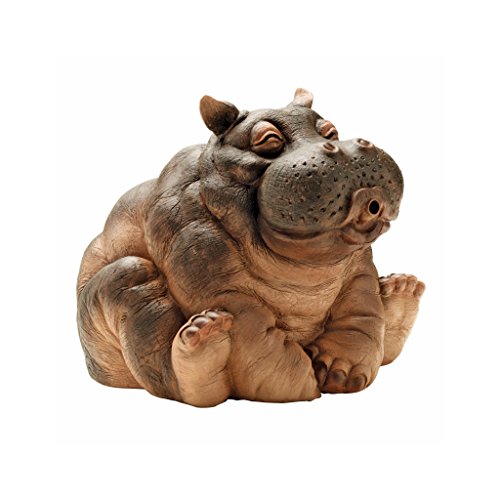 Design Toscano EU35009 Hanna the Hippo African Decor Piped Pond Spitter Statue Water Feature, 10 Inch, Polyresin, Full Color