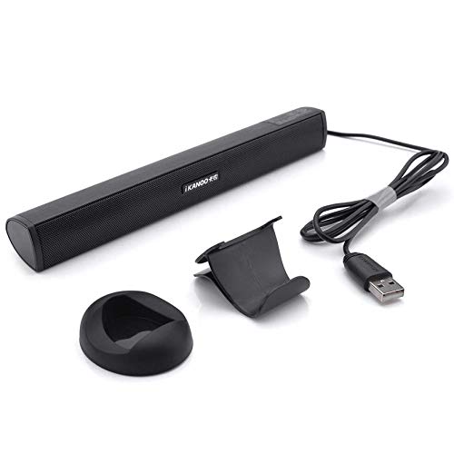 USB Powered Computer Stereo Speaker, Portable Mini Sound Bar for Windows PCs, Desktop Computer, Laptop - Black